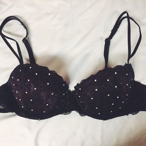 VS PINK Black Bra with Rhinestones